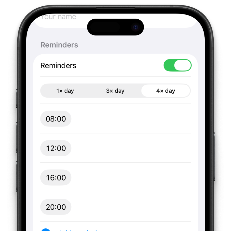 Presio blood pressure measurement reminders on iPhone