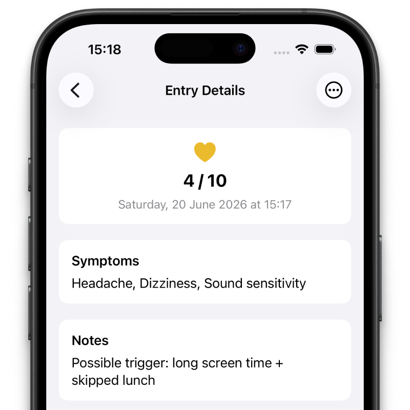 Symnote health history prepared for a doctor appointment