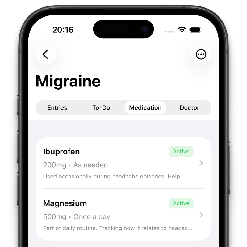 Symnote medication reminders and health to-do lists on iPhone
